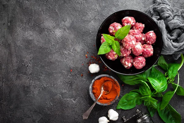 Boulettes Viande Boeuf Cuisson Des Boulettes Viande Bœuf Crues — Photo