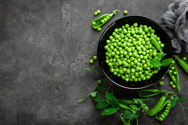 Pois Verts Avec Gousses Feuilles — Photo