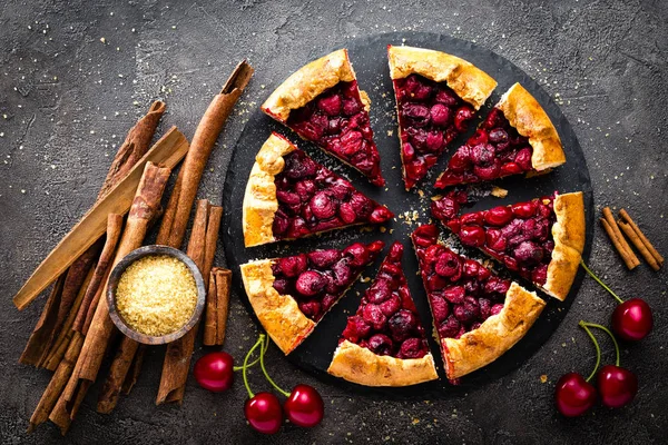 Fruit pie. Sweet pie, tart with fresh cherry. Delicious cake with cherry