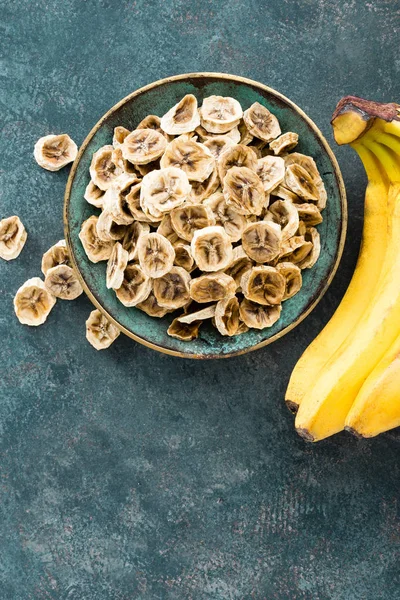 Dried Banana Chips Fresh Bananas — Stock Photo, Image