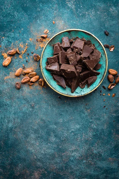 Chocolate Dark Bitter Chocolate Chunks Chocolate Background — Stock Photo, Image