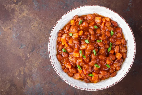 Fagioli Rossi Stufati Con Carota Salsa Pomodoro Piccante — Foto Stock