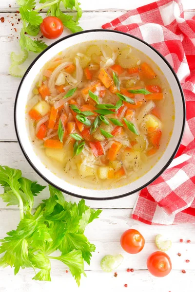 Soupe Légumes Alimentation Saine Plat Végétarien Soupe Légumes Avec Chou — Photo