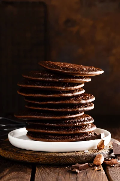 Stack Choklad Pannkakor — Stockfoto