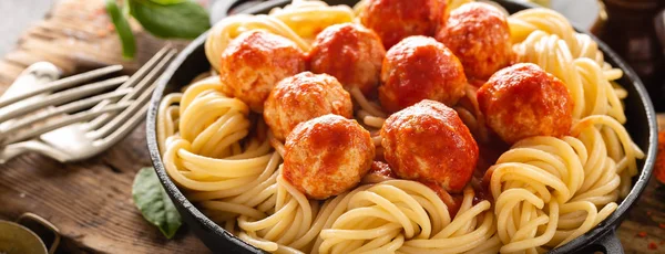Spaghetti Tomato Sauce Meatballs — Stock Photo, Image