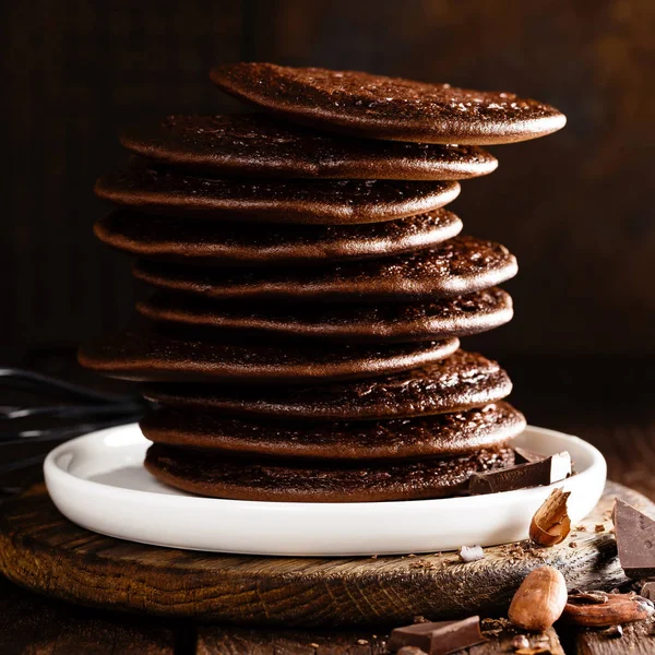 Stack Choklad Pannkakor — Stockfoto