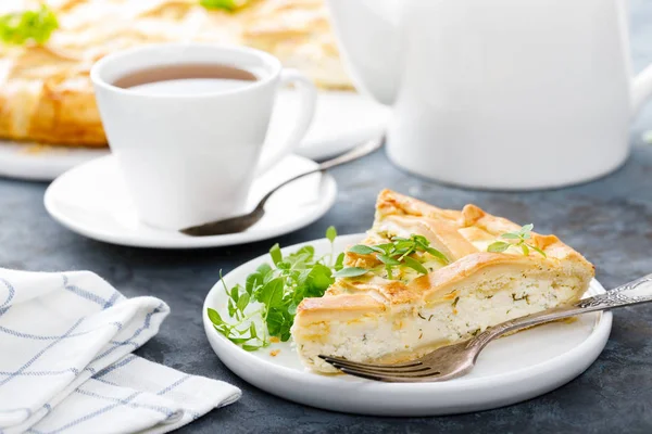 Torta Con Formaggio Morbido Salato Verdure — Foto Stock