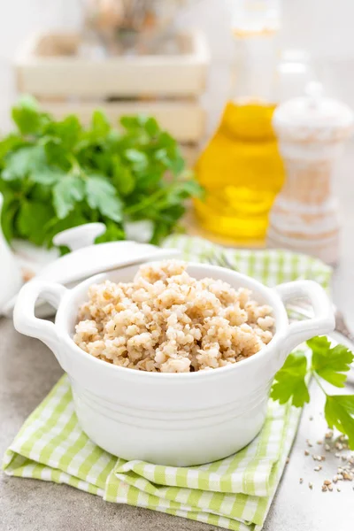 Porridge Orzo Sfondo Bianco — Foto Stock