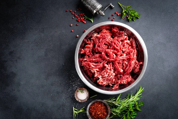 Mince Carne Măcinată Ingrediente Pentru Gătit — Fotografie, imagine de stoc