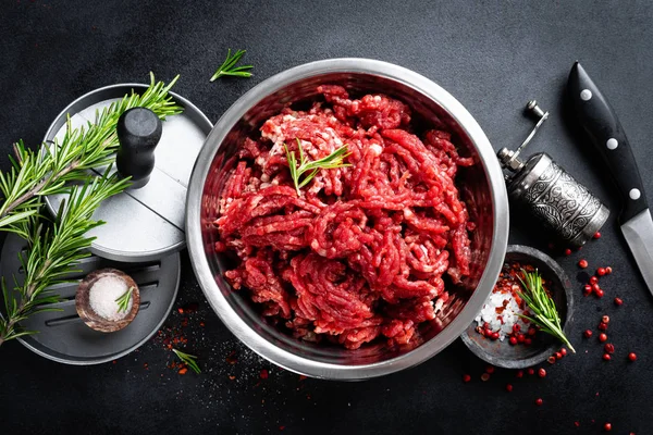 Mince Carne Măcinată Ingrediente Pentru Gătit — Fotografie, imagine de stoc