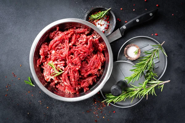 Hackfleisch Hackfleisch Mit Zutaten Zum Kochen — Stockfoto