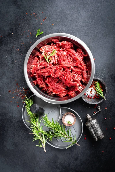 Mince Carne Măcinată Ingrediente Pentru Gătit — Fotografie, imagine de stoc