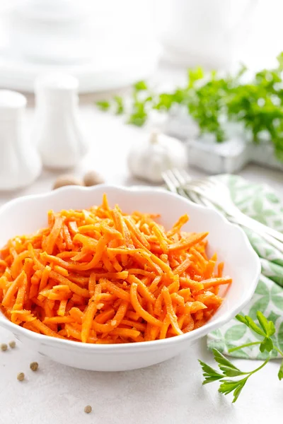 Salat Mit Frischen Rohen Karotten Koreanischer Karottensalat — Stockfoto