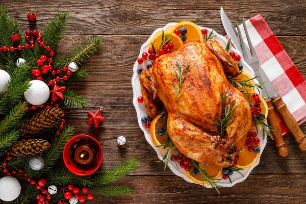Weihnachtstruthahn Traditionelles Festessen Weihnachten Oder Thanksgiving — Stockfoto