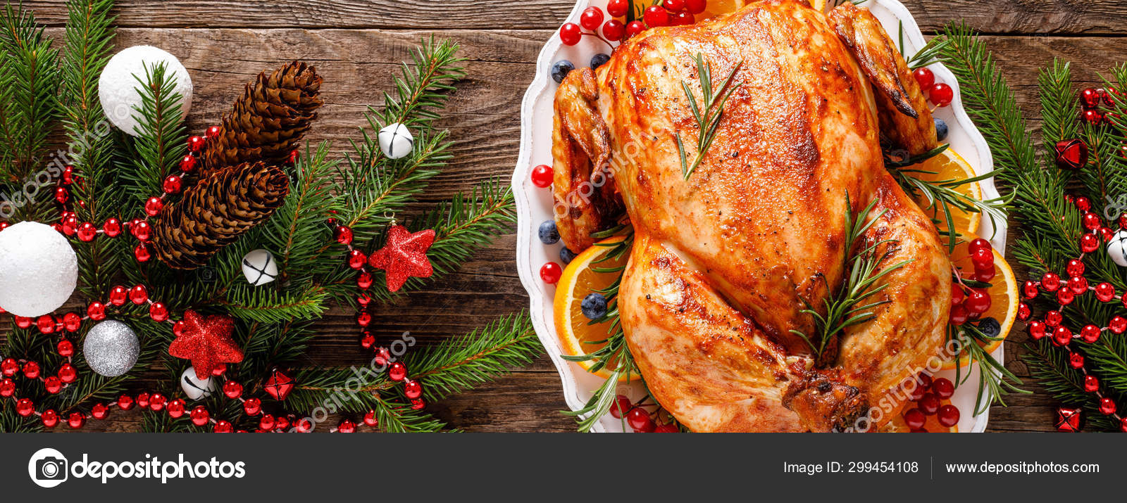 Weihnachtstruthahn Traditionelles Festessen Weihnachten Oder Erntedank Banner Stockfotografie Lizenzfreie Fotos C Yelenayemchuk 299454108 Depositphotos
