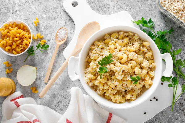 Makaroni Flotski Pastas Hervidas Estilo Marino Con Carne Pollo Molida — Foto de Stock