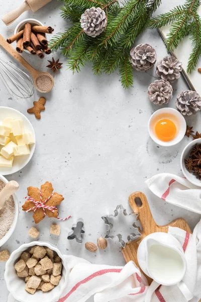 Weihnachten Oder Weihnachtsbacken Kulinarischen Hintergrund Zutaten Zum Kochen Von Gebäck — Stockfoto