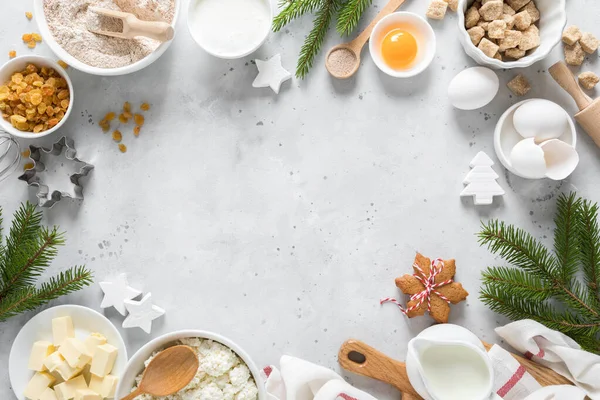 Weihnachten Oder Weihnachtsbacken Kulinarischen Hintergrund Zutaten Zum Kochen Von Gebäck — Stockfoto