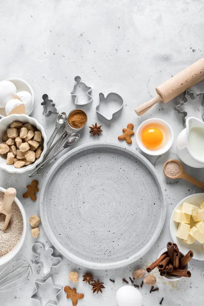 Weihnachten Oder Weihnachtsbacken Kulinarischen Hintergrund Zutaten Zum Kochen Auf Dem — Stockfoto