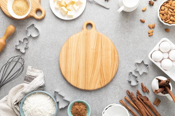 Christmas Culinary Background Baking Ingredients Copy Space Text Top View — Stock Photo, Image