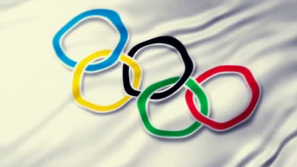 Viftande Flagga Olympiska Spel — Stockvideo