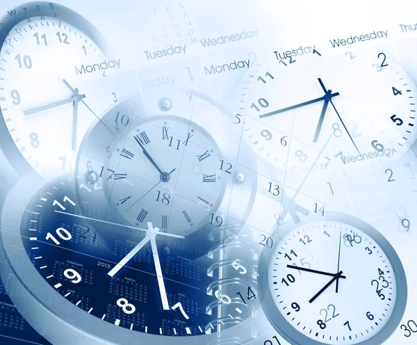 Relógios Calendários Compostos Tom Azul — Fotografia de Stock