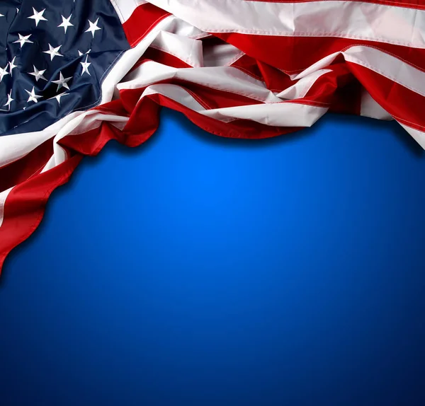 Bandera Americana Sobre Fondo Azul — Foto de Stock