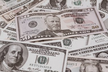 Çeşitli Amerikan banknotlar closeup