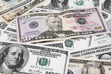 Çeşitli Amerikan banknotlar closeup