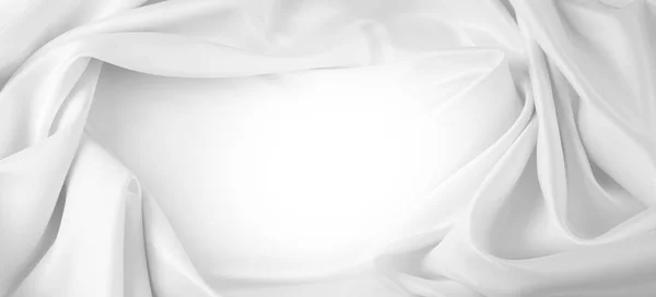 Rippled White Silk Fabric Copy Spac — Stock Photo, Image