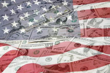 Çeşitli Amerikan banknotlar üzerinde Amerikan bayrağı