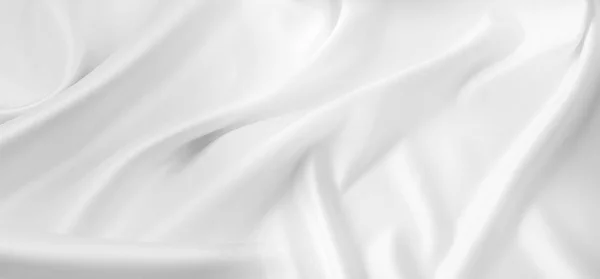 Closeup Rippled White Silk Fabric — Stock Photo, Image