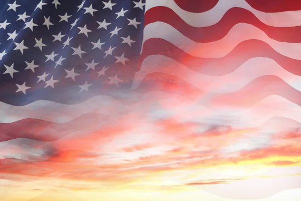 Amerikansk Flag Himlen - Stock-foto