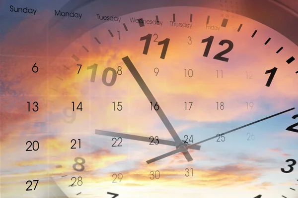 Horloge Calendrier Dans Ciel Lumineux Temps Passe — Photo