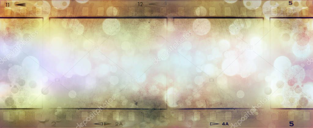 Film negative frames and circles background