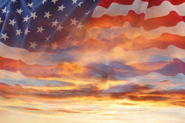 Bandeira Americana Céu — Fotografia de Stock