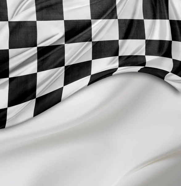 Checkered Preto Branco Bandeira Corrida Backgroun Sedoso Branco — Fotografia de Stock