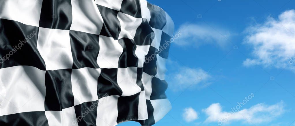 Checkered flag and blue sky