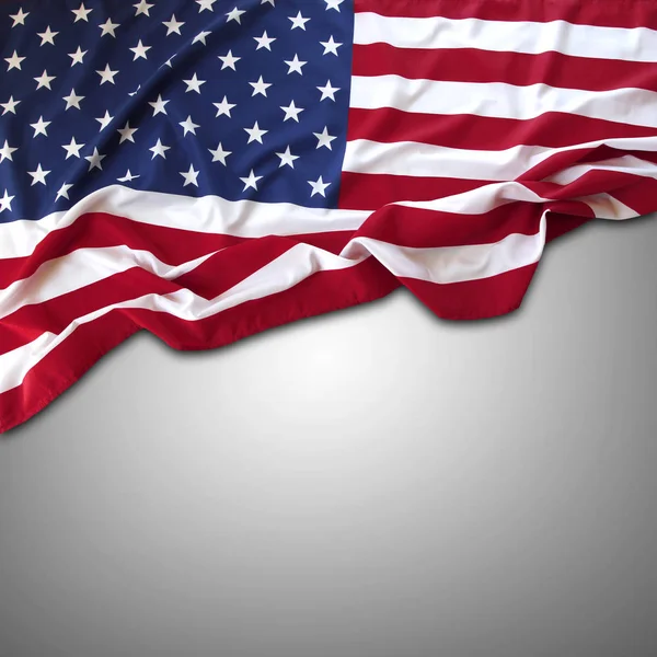 Closeup American Flag Grey Background — Stock Photo, Image