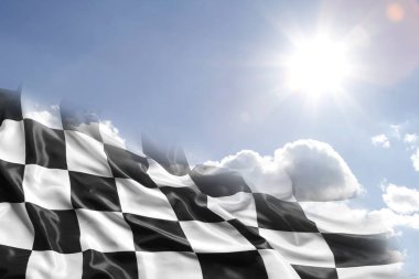 Damalı bayrak ve mavi gökyüzü