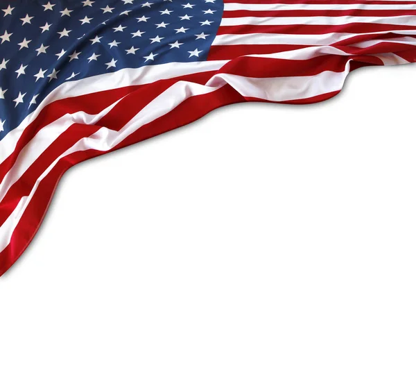 Closeup American Flag White Background — Stock Photo, Image