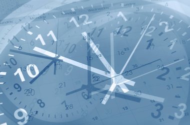 Saatler ve takvimler bileşik. Mavi tonu