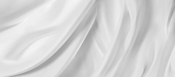 Closeup Rippled White Silk Fabric — Stock Photo, Image