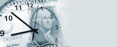 Saat ve Amerikan banknot. Zaman para fikirdir