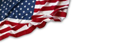 Beyaz arkaplanda Amerikan bayrağına yakın plan