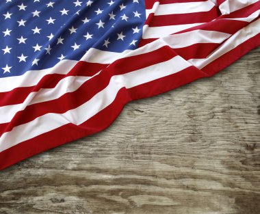 Amerikan bayrağı ve ahşap bbackground