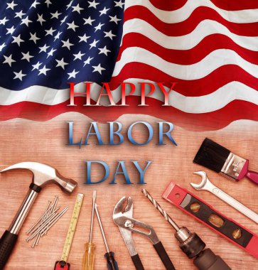 Amerikan bayrağı ve araçlar. Doğum günün kutlu olsun