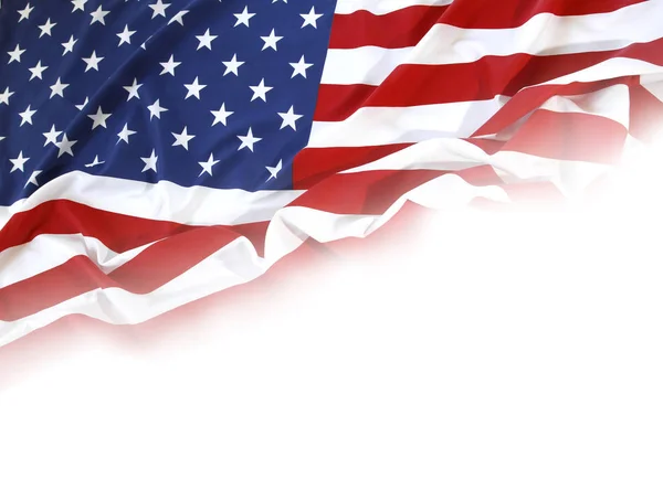 Closeup American Flag White Background — Stock Photo, Image