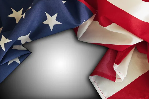 Gri Zemin Üzerine Amerikan Bayrağı Closeup — Stok fotoğraf
