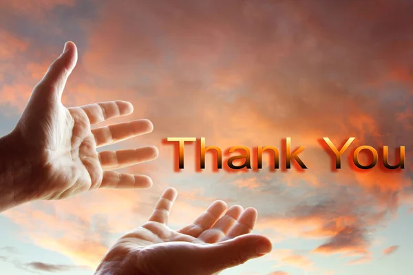 Hands Sky Word Thank You — Stock Photo, Image